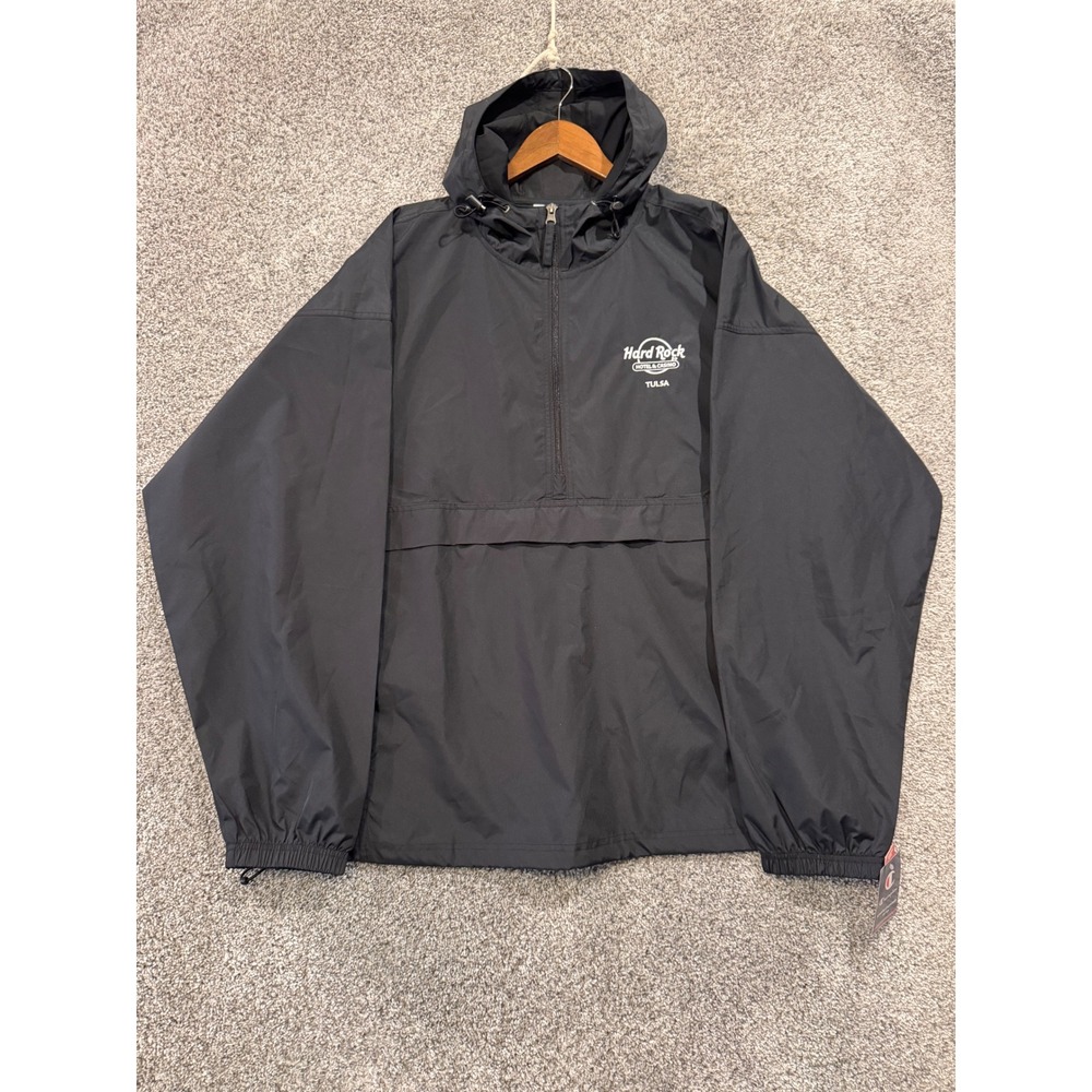 Champion Windbreaker Mens 2XL Black Hard Rock Hotel Casino Tulsa Anorak Jacket